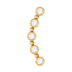 Round Moissanite Curved Climber Earring in Bezel Setting