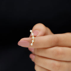 Round Moissanite Curved Climber Earring in Bezel Setting