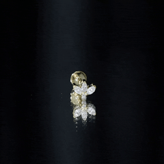 Marquise Diamond Lotus Earring for Cartilage Piercing