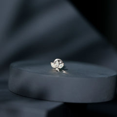 Marquise Diamond Lotus Earring for Cartilage Piercing