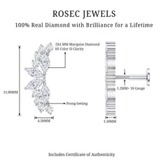 Unique Diamond Crawler Earring for Cartilage Piercing