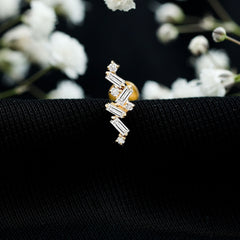Baguette Diamond Cartilage Earring with Flat Back