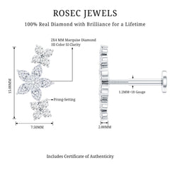 Cartilage Flower Crawler Earring with Diamond
