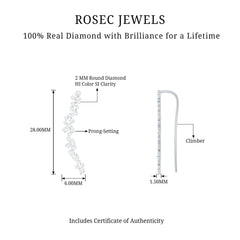 Diamond Cluster Climber Earring for Helix Piercing