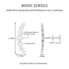 Graduated Diamond Crawler Helix Earring in Bezel Set