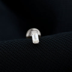 Solitaire Baguette Diamond Earring for Tragus Piercing