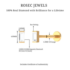 Solitaire Baguette Diamond Earring for Tragus Piercing