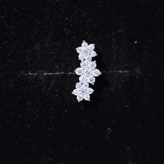 Diamond Three Flower Crawler Earring for Helix Piercing
