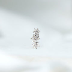 Diamond Three Flower Crawler Earring for Helix Piercing