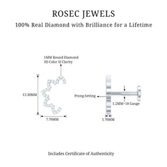 Certified Diamond Curved Floral Earring for Cartilage Piercing