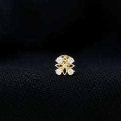 Nature Inspired Certified Diamond Flower Earring for Helix Piercing