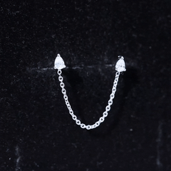 Pear Shape Diamond Chain Double Piercing Earring