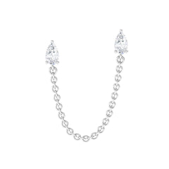 Pear Shape Diamond Chain Double Piercing Earring