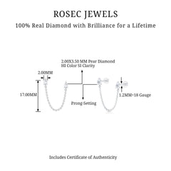 Pear Shape Diamond Chain Double Piercing Earring