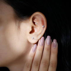 Pear Shape Diamond Chain Double Piercing Earring