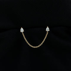 Pear Shape Diamond Chain Double Piercing Earring