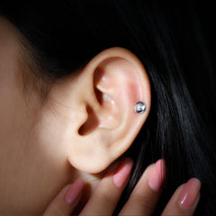 Classic Diamond Solitaire Helix Piercing Earring