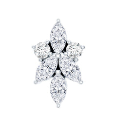 Marquise Diamond Cluster Flower Earring with Flat Back