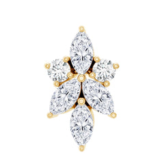 Marquise Diamond Cluster Flower Earring with Flat Back