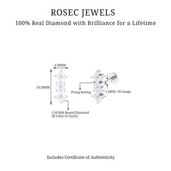 Diamond Flower Crawler Earring for Helix Piercing