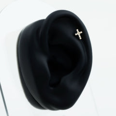Minimalist Diamond Cross Cartilage Earring