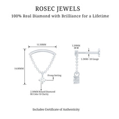 Single Diamond Hidden Helix Earring with Chain