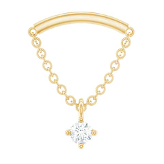 Single Diamond Hidden Helix Earring with Chain