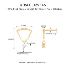 Single Diamond Hidden Helix Earring with Chain