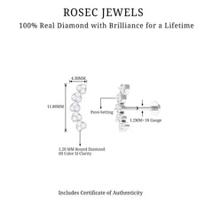 Diamond Heart Crawler Earring for Helix Piercing