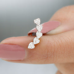 Diamond Heart Crawler Earring for Helix Piercing