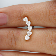 Diamond Heart Crawler Earring for Helix Piercing