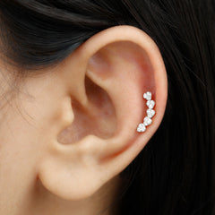 Diamond Heart Crawler Earring for Helix Piercing