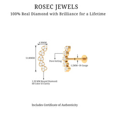 Diamond Heart Crawler Earring for Helix Piercing