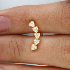 Diamond Heart Crawler Earring for Helix Piercing
