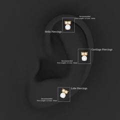 Diamond Owl Earring for Cartilage Piercing