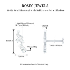 Simple Diamond Helix Piercing Earring with Flat Back