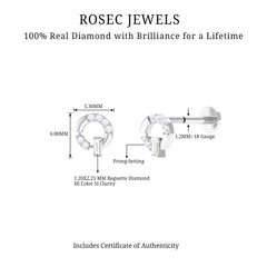 Natural Diamond Circle Earring for Helix Piercing
