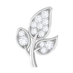 Diamond Leaf Flat Back Cartilage Stud Earring (18G) – Nature Inspired Helix & Tragus Jewelry in Gold