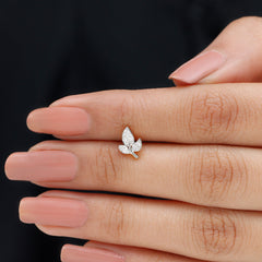 Diamond Leaf Flat Back Cartilage Stud Earring (18G) – Nature Inspired Helix & Tragus Jewelry in Gold