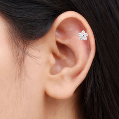 Nature Inspired Diamond Flower Earring for Tragus Piercing
