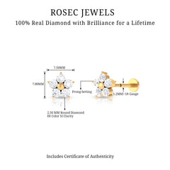 Nature Inspired Diamond Flower Earring for Tragus Piercing