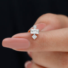 Three Multi Shape Diamond Helix Piercing Earring