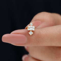 Three Multi Shape Diamond Helix Piercing Earring