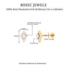 Modern Kite Shape Diamond Helix Earring