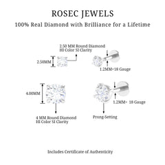 Brilliant Cut Diamond Solitaire Earring Set for Helix Piercing
