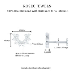 Real Diamond Horseshoe Earring for Helix Piercing