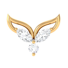 Marquise Diamond Leaf Earring for Cartilage Piercing