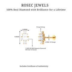 Double Baguette Diamond Cartilage Piercing Earring