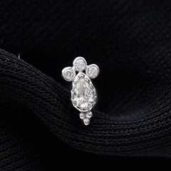 Minimal Diamond Tragus Earring in Beaded Bezel Setting
