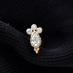 Minimal Diamond Tragus Earring in Beaded Bezel Setting